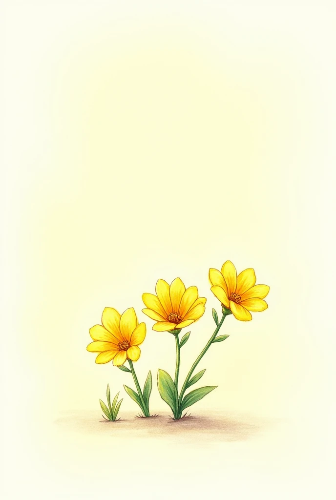 Flowers yellow drawing cute, lienzo pequeño