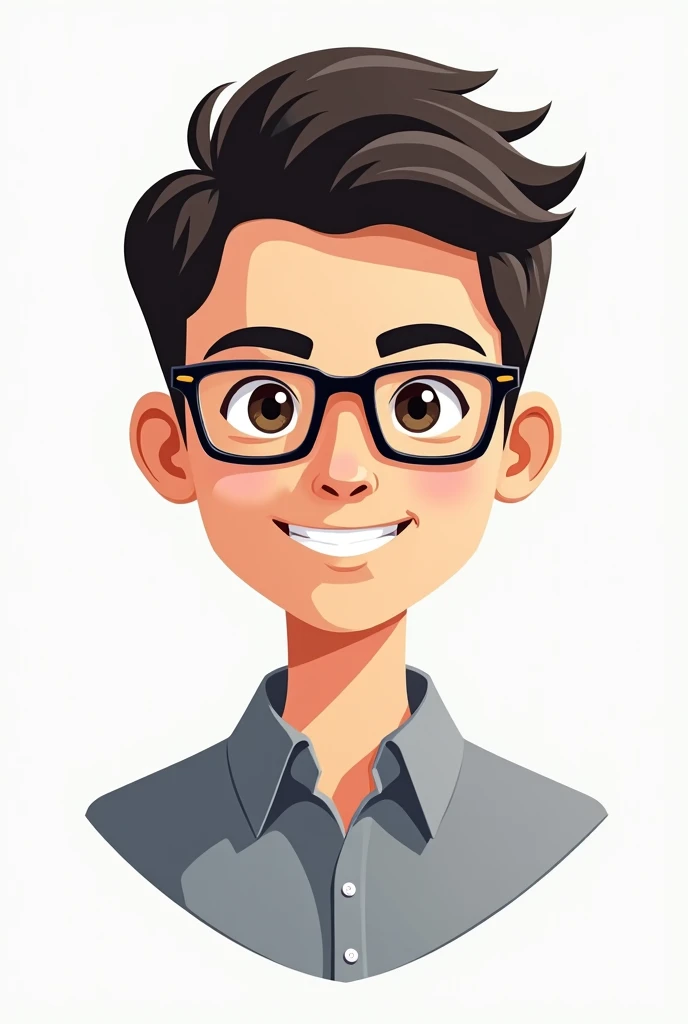 Create me a logo for my Youtube channel of a young man with glasses  