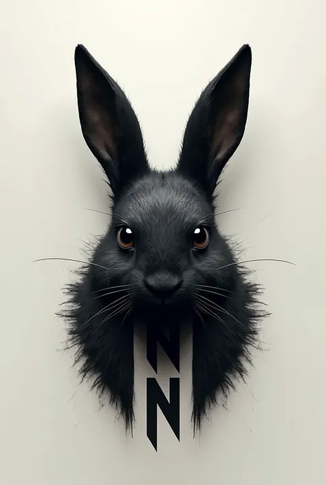 Black rabbit head and letter N type logo 