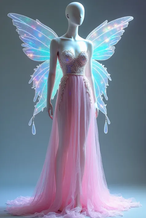 Beautiful and brightly colored angel evening dress mannequin 