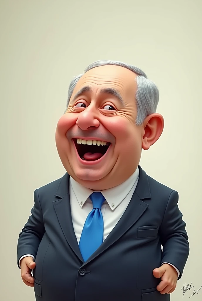 Kissimme Netanyahu laughing in front of a 