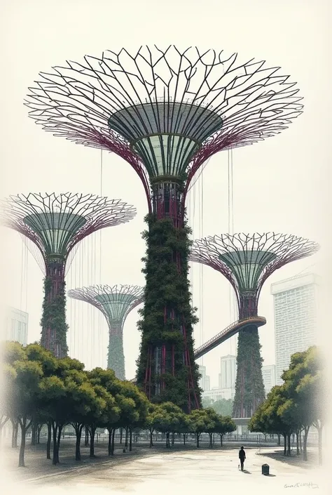 Les supertrees de singapour en croquis 