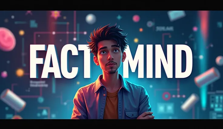 Create a unique banner for my YouTube channel named (FACTS MIND).