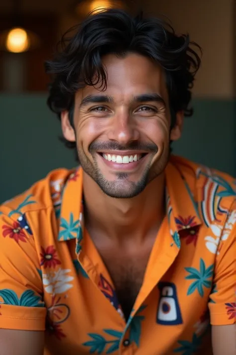 A dark-haired man with a Brazilian shirt (fofo)