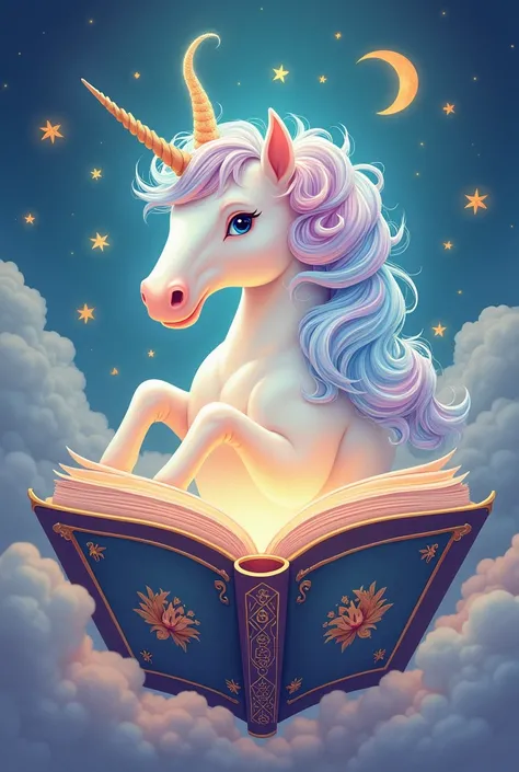 Draw a unicorn picture in the shape of a book
