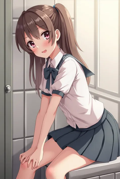 Anime girl without school clothes having sex.