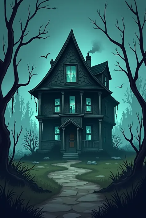 mirror horror house cartoon
