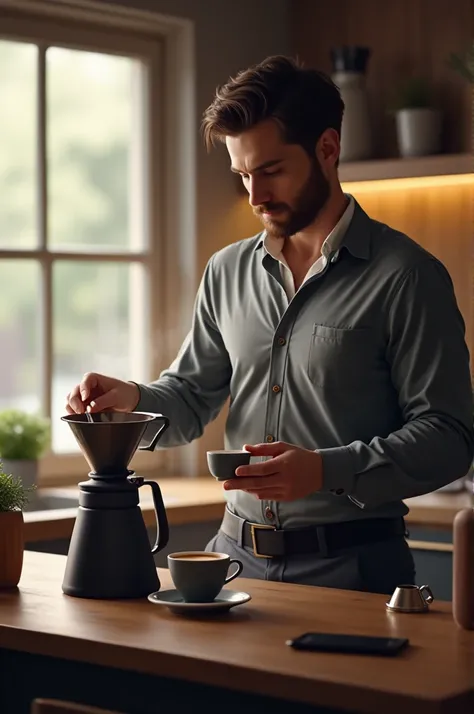 Man preparing coffee 