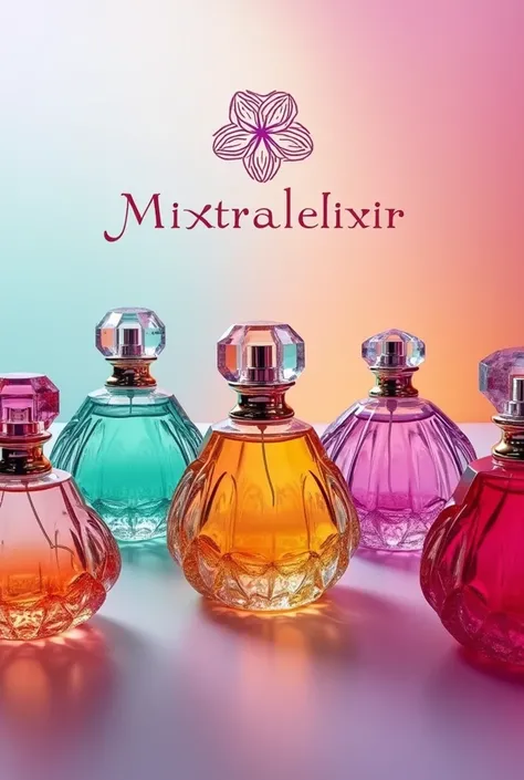 Very colorful perfumes with a logo as the title mixtralelixir
