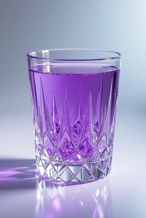 Crystal glass with diamonds inside the glass a violet liquid