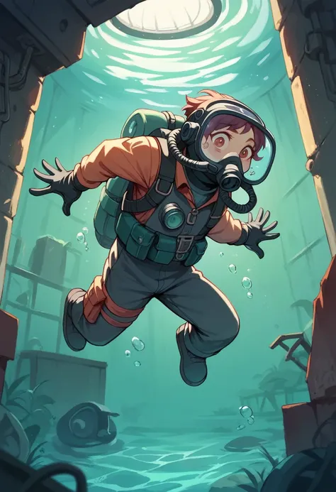 Sewer diver scuba diver