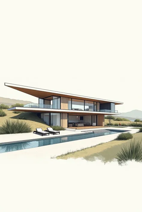 I make a modern house . drawing style 