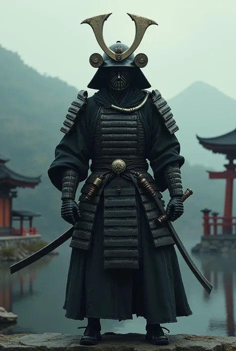 A samurai, with a mask that covers half of the face