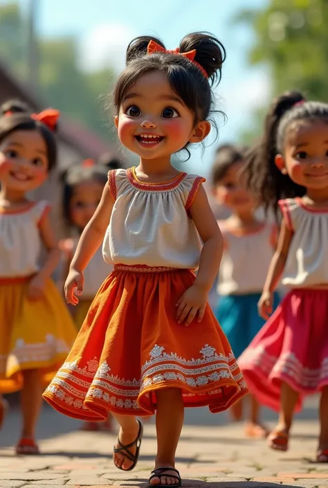 Children dressed in Panamanian skirts