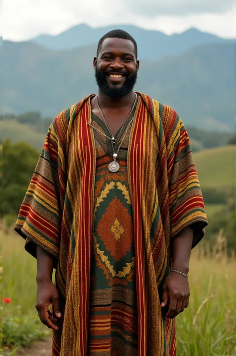 A plus size man wearing an ethiopian traditional oromo cloth