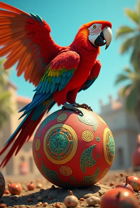 World Cup with macaw on top of ornament The smallest bird logo

