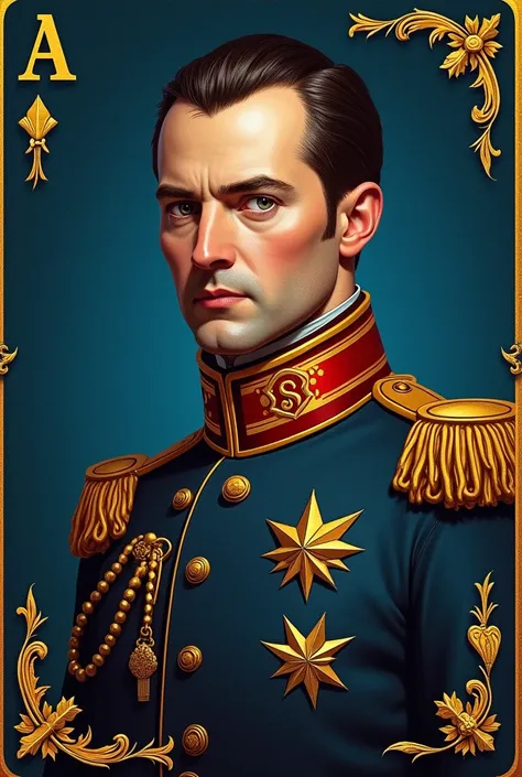 create a Napoleon Bonaparte playing card with the golden A