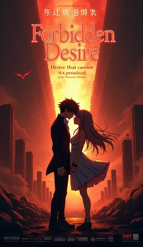 Forbidden Desire”
Prompt: “Design a movie blockbuster poster with Levi Ackerman (from Attack on Titan) and Lucy Heartfilia (from Fairy Tail). Title: ‘Forbidden Desire’ should be large and prominently displayed. Directed by [Director]. Rated 16+. In theater...