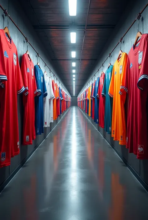 only wide hallway, of soccer jerseys, vertical size 
