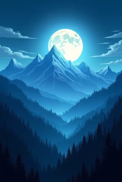 Full moon behind the mountains