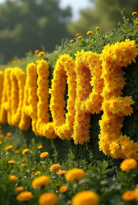 The word "guadalupe" made with yellow flowers