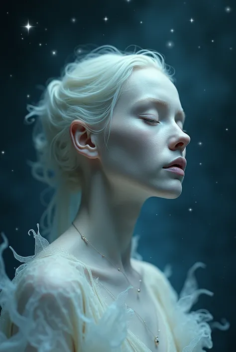 porcelain make-up against the background of stars, 4k, magical atmosphere hyper-detail --q 2