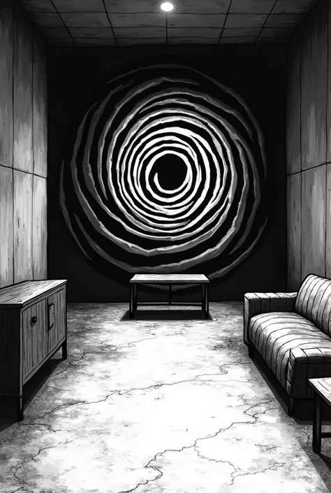 Spirals, it&#39;s Junji, pared, Idea, Decor, black and white drawing, Decor interior 