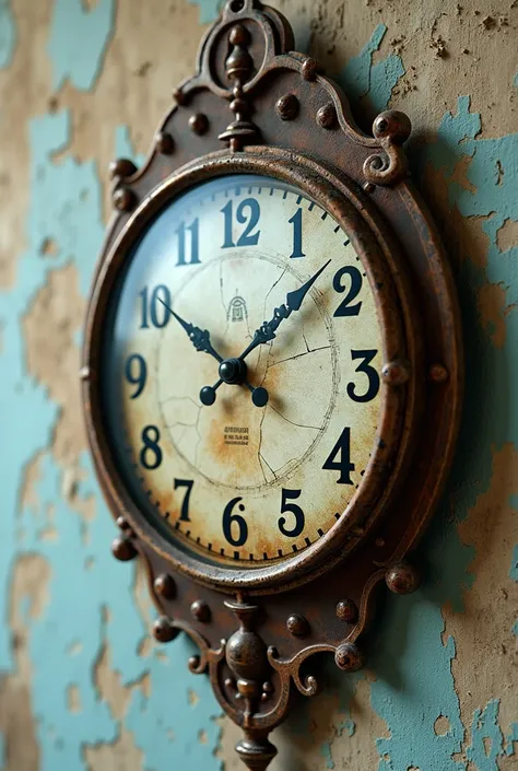 An image of a weather-beaten wall clock