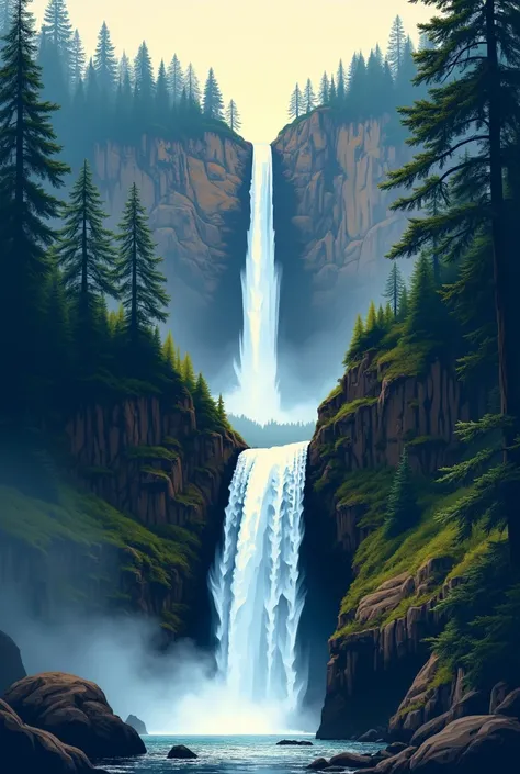 Multnomah falls vector for laser engraving 