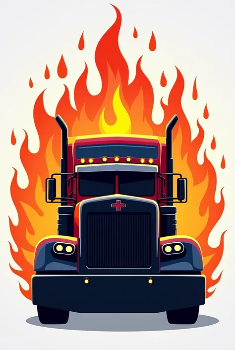 I want a tractor trailer in front and some fire in the back, that only the tips of the flames are visible Animated, not so realistic, It is for a logo that only shows the front part, Behind you can see some animated peaks of fire, NOT REAL, More lively 