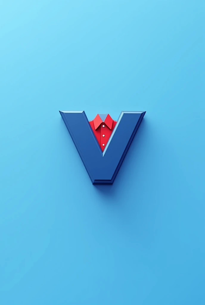 Un logo avec les mots (la V-V) les lettres V doivent être écrits en majuscules le logo doit au moins avoir une chemise derrière les lettres et les lettres doivent être écrite en bleu ciel contour bleu foncé et le fond en bleu une chemise rouge en forme de ...