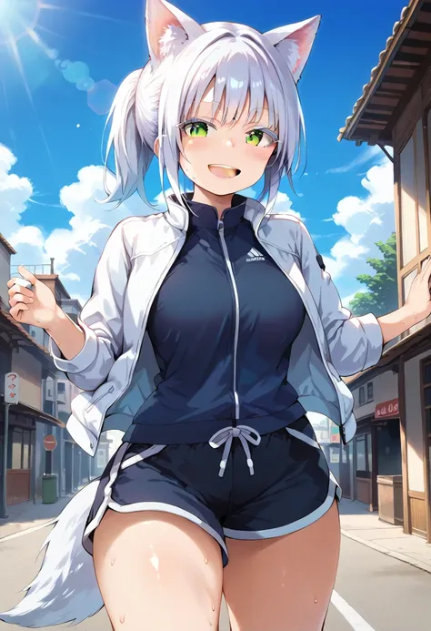 score_9, score_8_up, score_7_up, source_anime, masterpiece, absurdres, perfect face, solo cute expression, perfect face, 1girl, solo, white hair, animal ears, (white eyeliner) ,(green eyes), (white eyeshadow), (white eyelashes), FujisakaLP, bangs, long hai...