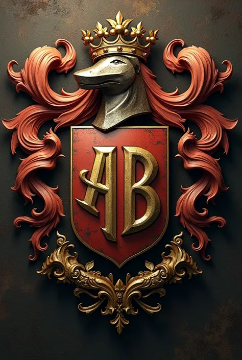 Realistic Angelle-Bianchi family coat of arms with the letters A and B together