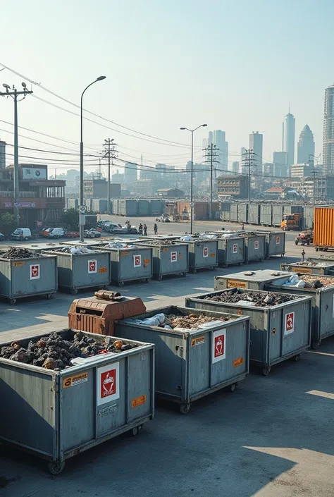 Modern garbage collection points That look more realistic With larger containers Larger