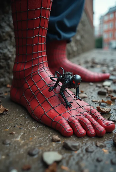 Antman going inside spidermans feet