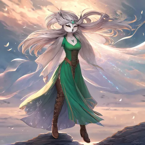 owl female furry, sorceress, anime style, adult, mature, full body, masterpiece, high quality, high-details, best quality, wide short, green outfit (((solo)))
Appearance:
Outfit:
Top: A flowing, light green tunic made of ethereal fabric that moves with the...