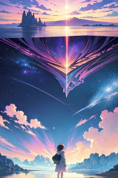 Illustration, styled by Makoto Shinkai, fantasy landscape, a fantastical landscape, Hand - drawn animation cells, fantastical, Rich and detailed, Vibrant, Soft and defined lines, Balanced yet dynamic, Soft natural lighting, colorful, vibrant colors