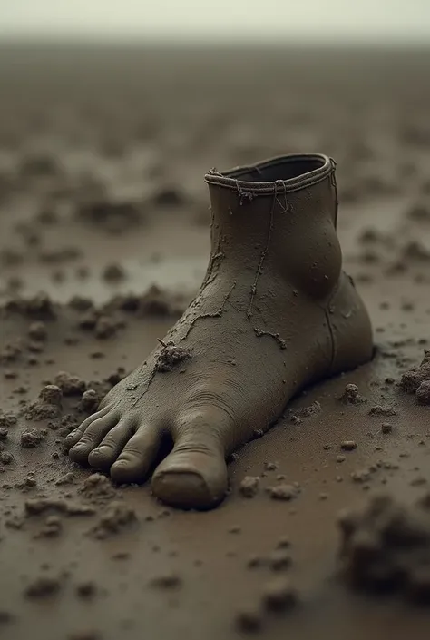 a foot sunk in mud