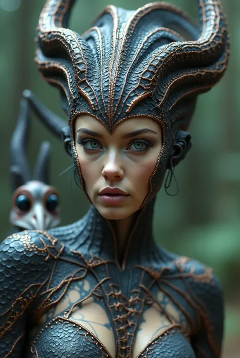  an alien woman of extraordinary and fascinating beauty. Of human anatomy  .Every inch of their skin is made up of scales that appear to be connected to each other by tiny copper wires. , . His head, crowned by a mane of tentacles and also with two horns, ...