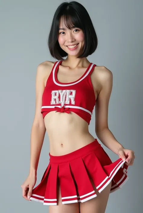 (masterpiece:1.2,8k, RAW photos super high quality), Absurd, (Realistic:2), High resolution raw color photos,Shiny skin, Professional photography,((Best Quality))、Age 30,Good figure,Japanese Cheerleader,((Pleated skirt))、 Cheerleader Uniform、((Panty Peek))...