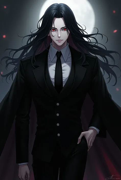  Anime Ferid Bathory with black hair and his clothes are black 