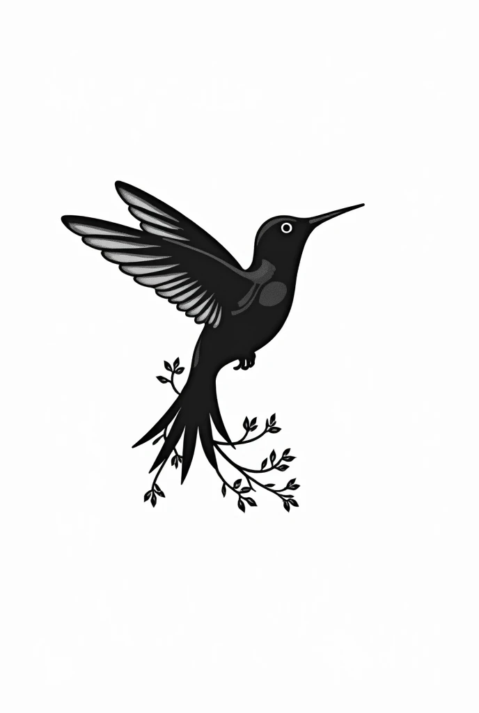 a black and white hummingbird flying with wings spread, bird tattoo, vector art for cnc plasma, stylized silhouette, simple illustration, best on adobe stock, hummingbird, fictitious birds fly, black and white vector art, svg vector art, by Paul Bird, high...