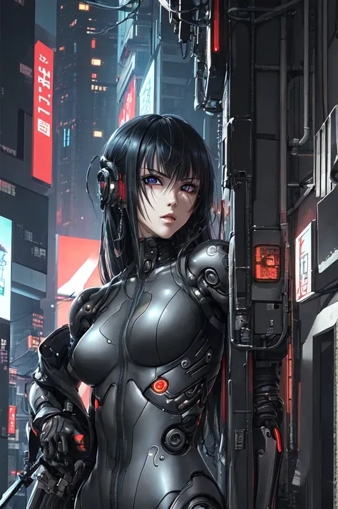 man, best quality, cyberpunk, manga drawing style, detailed face, cyborg body, detailed eyes 