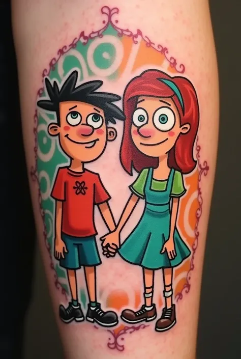  phineas and ferb and candace holding hands tattoo
