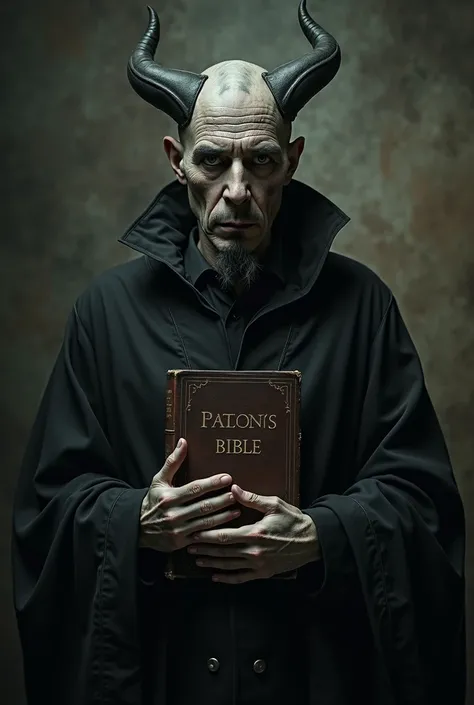 Patrick in a demonic sect, with dark background and a bible.