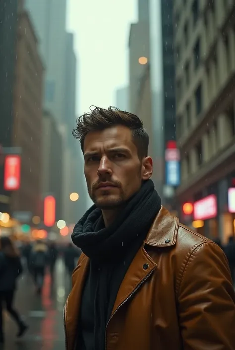 photo of a man in new york, warmtoned
color
grading,
rainy,
shot on a canon EOS --ar 16:9