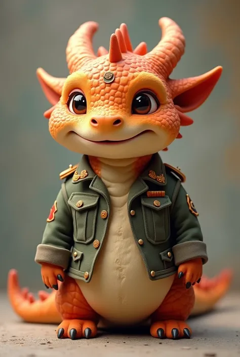 A comfortable furry style dragon with a military suit