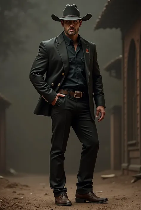 a dark-skinned man, tall and muscular, is the embodiment of a modern cowboy, but with a unique story. Your skin, of a warm and dark tone, while its imposing presence and its height of 1,90 meters make it stand out anywhere. His well-defined muscles,a tailo...