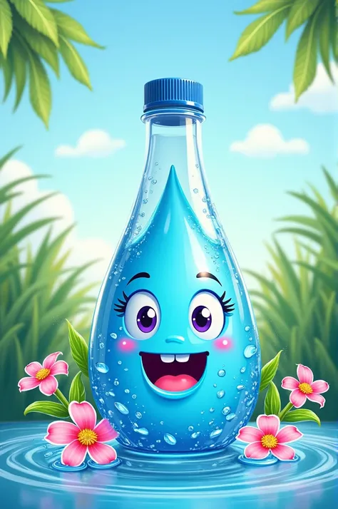 Create a label for a water company called Happy Drops 