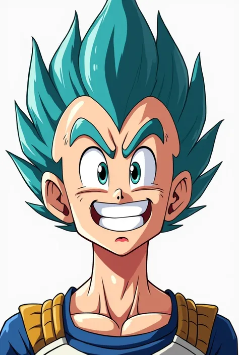 Give me an image for my secondary photo of my phasebook page and that in that image this Vegeta is very funny making faces and that. Title has the initials DTD, it is very important that the initials are clearly visible at the top
